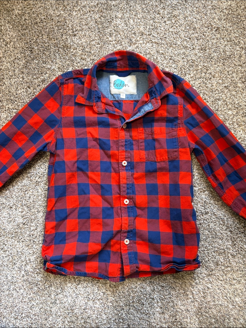 Boden Red & Navy Check Button-Down Shirt
